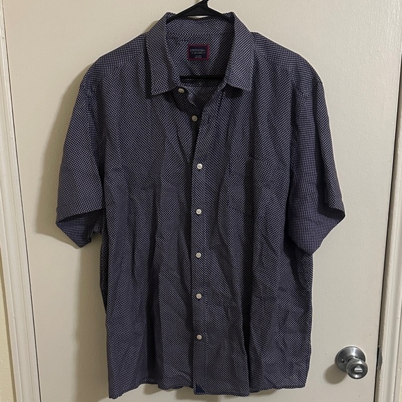 EUC Untuckit Men’s Navy Diamond Linen Short Sleeve Button Down Shirt XXL - Picture 1 of 3